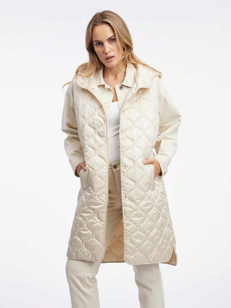 Orsay Beige lange Steppweste für Damen 808008037000__42