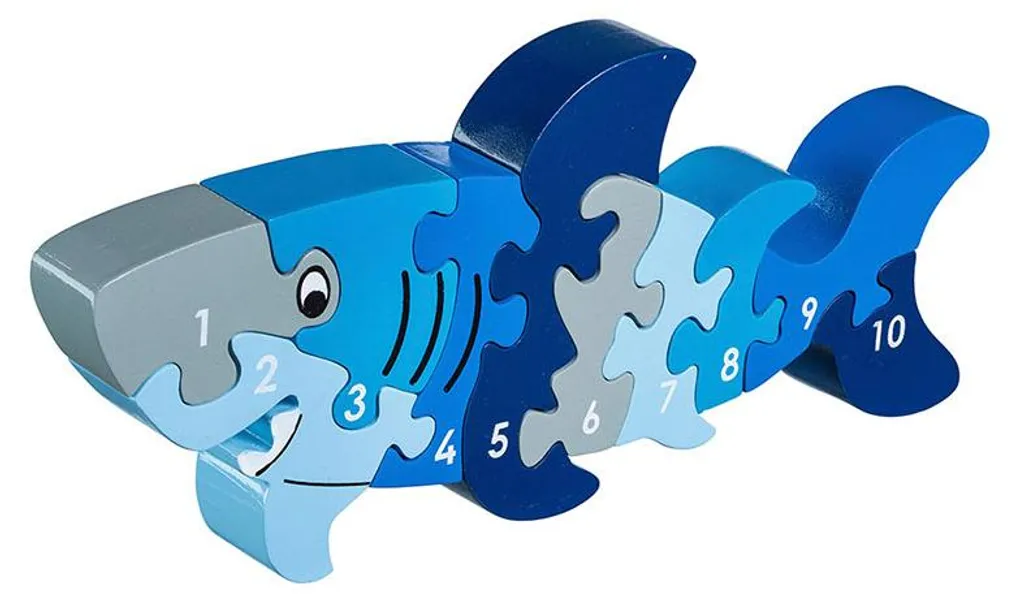 Jouet à Compter Puzzle en Bois Requin - Jeu Éducatif Montessori 1 à 10