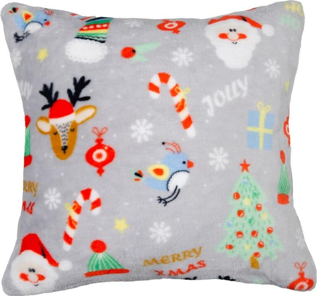 Festive Pets Weiches graues 40x40 Weihnachtskissen
