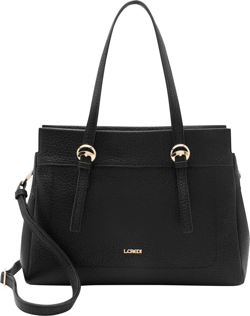 L.CREDI Borsa Ramira Shopper Nera - Tracolla Donna Spaziosa