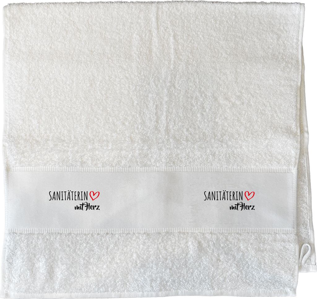 Huuraa Handtuch Sanitäterin mit Herz 50x100cm White Baumwolle Handtuch Geschenkidee