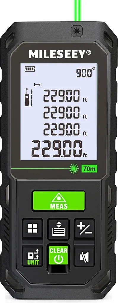 Télémètre laser vert 70m spécial chantier pour mesure d'intérieur et pro
