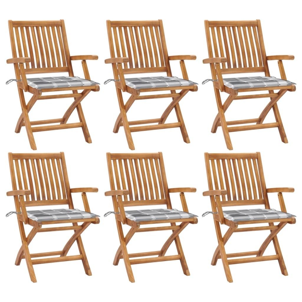 Maison Exclusive - Klappbare Gartenstühle mit Kissen 6 Stk. Massivholz Teak