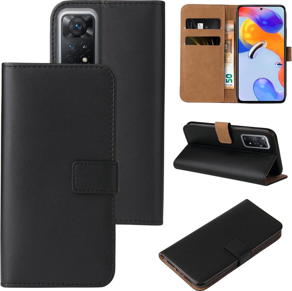 Handy Hülle für Xiaomi Redmi Note 11 Pro Klapphülle Bookcase Flip Cover Handy Tasche Etui Farbe: Schwarz