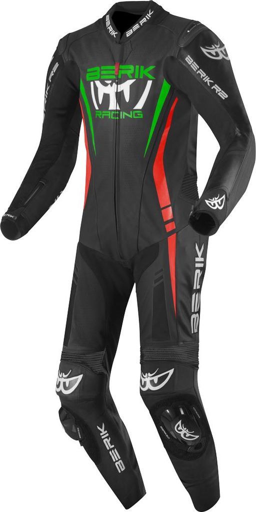 Berik Absolute GP 1-Teiler Motorrad Lederkombi, schwarz/rot/grün, 54