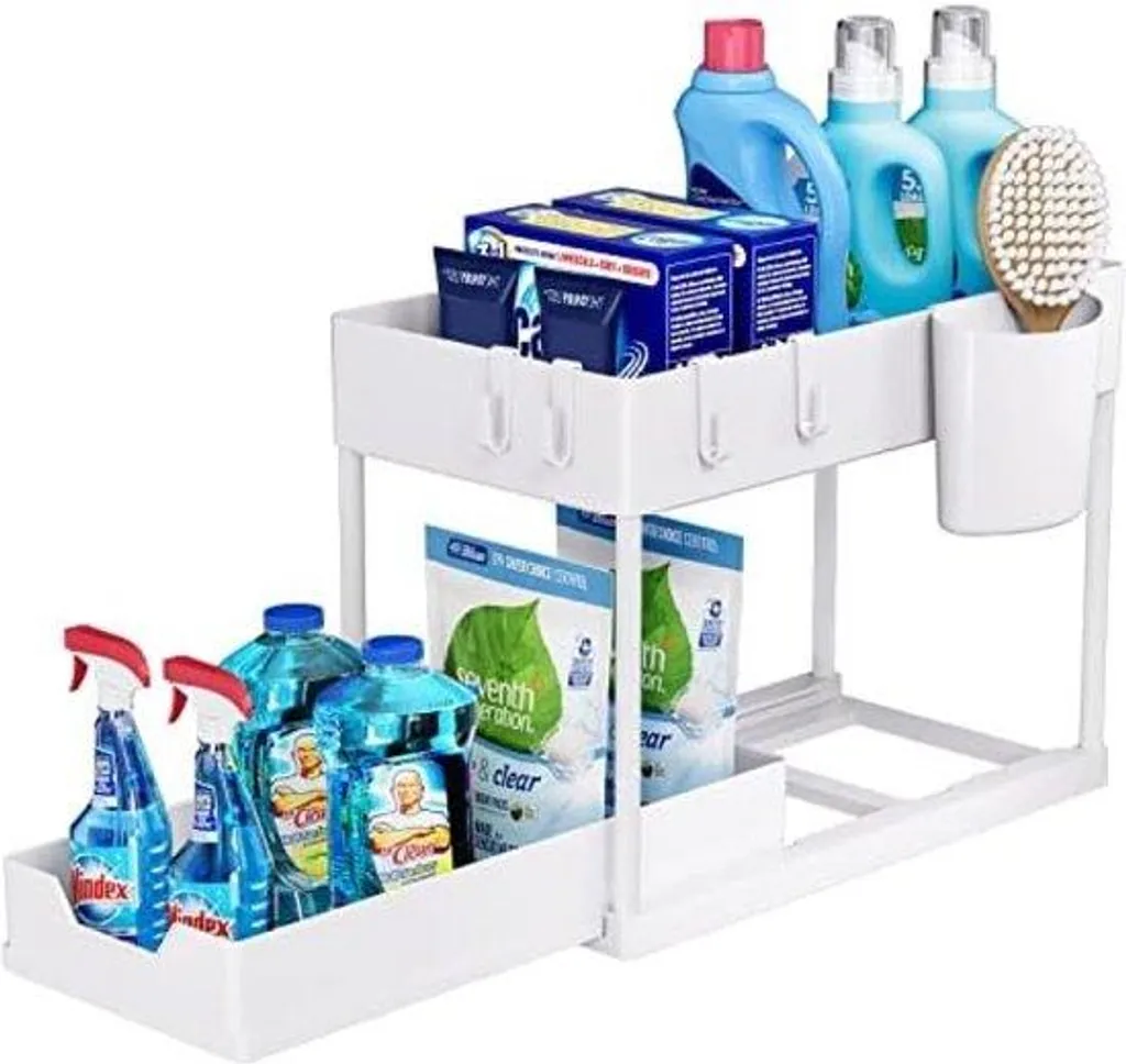 Étagère de rangement inox à tiroir pour meuble sous vasque salle de bain