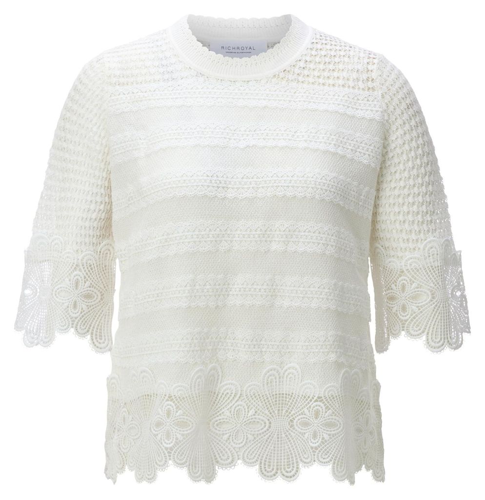 Rich & Royal RNK SH SLVS Lace Stitch pearl white XL