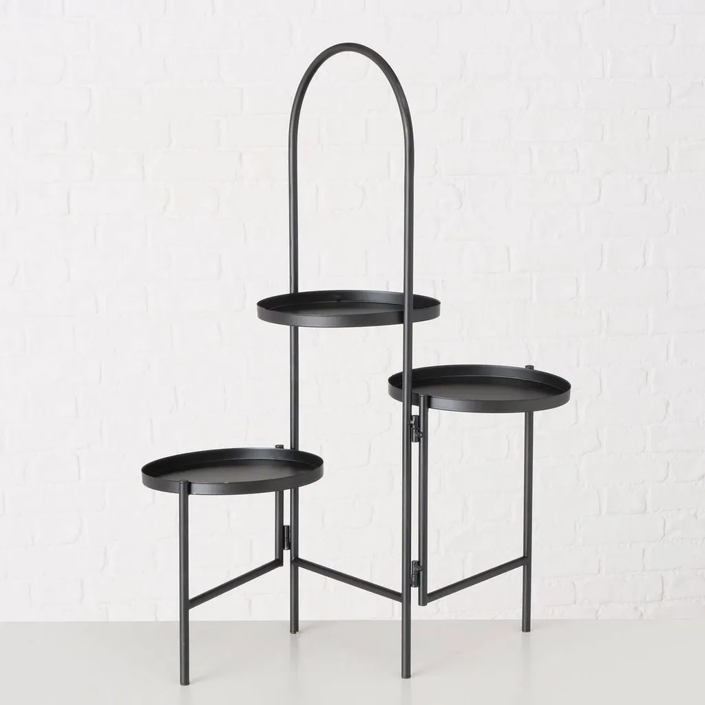 Support de fleurs noir à 3 étages 68 cm - Design compact et robuste PRO