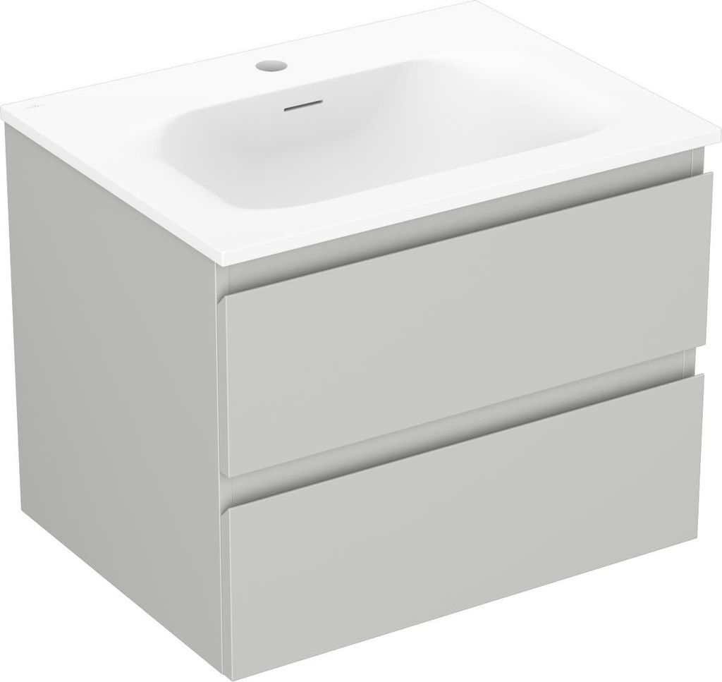 Mexen Orio Badezimmerschrank 60 cm mit Waschbecken Vela, 2 Schubladen, Grau Matt/Weiß Matt - 91A10-06047-2-BFF62-W23M01