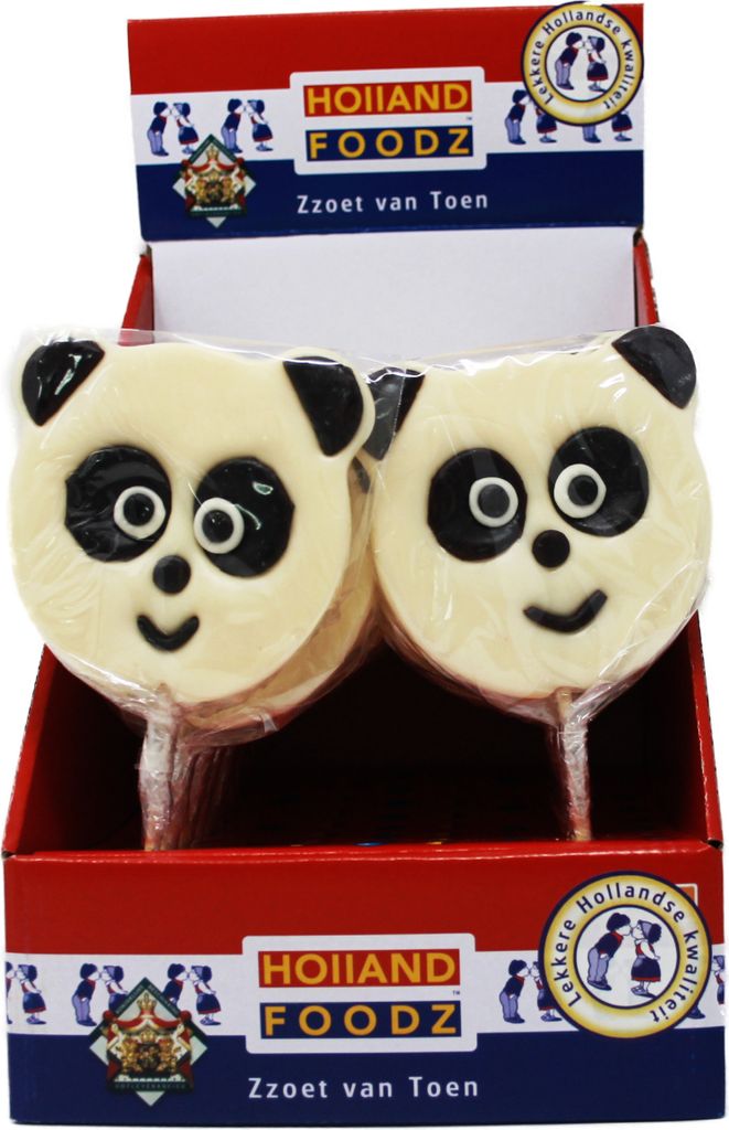 Holland Foodz Panda Lutscher in schwarz weiß 100g 17er Display