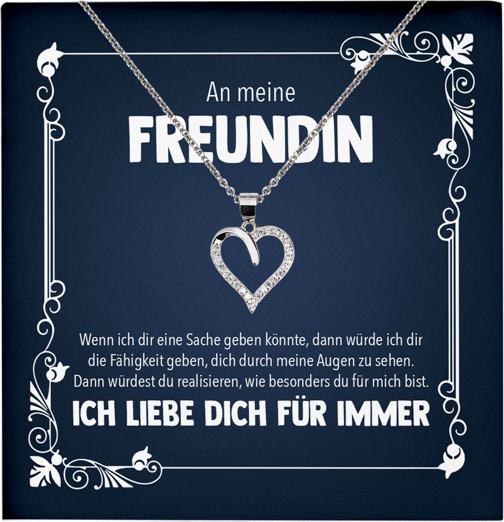 22Feels Echt Silber Halskette - Freundin Geschenk Frauen Schmuck Set Jahrestag Valentinstag Geburtstag Weihnachten - Herz Anhänger, Karte