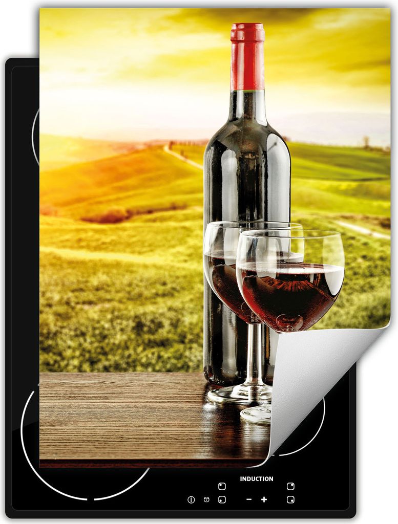 DarHaus Herdabdeckplatte Einteilig Küche Abdeckplatte für Glaskeramikfeld Abdeckung Induktionskochfeld Aufrollbare Matte 40x52 cm, Wein