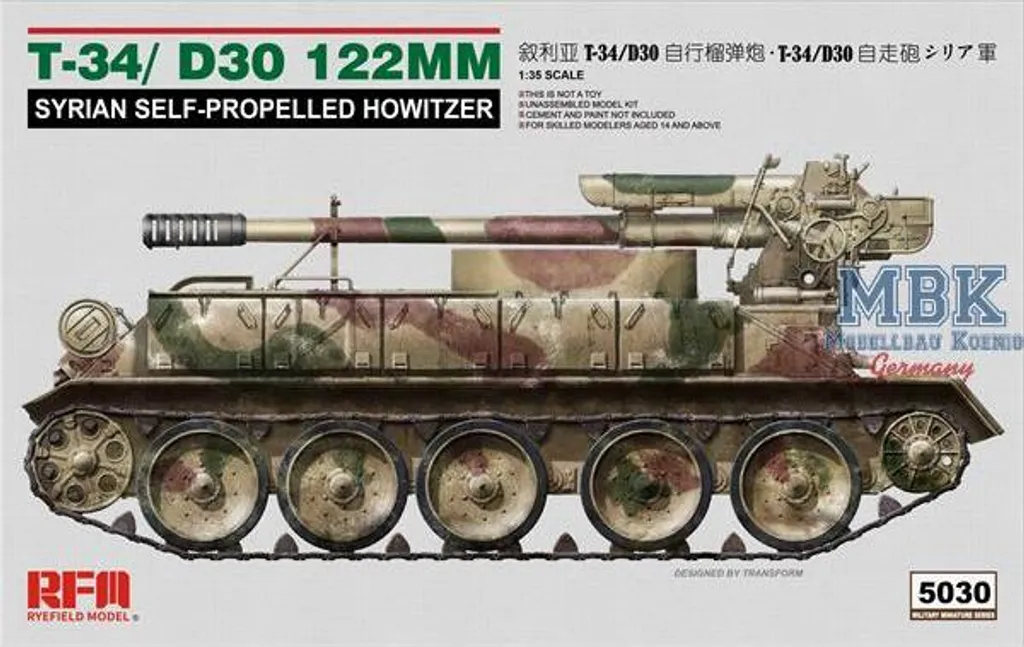 Modèle Réduit T-34 D30 Syrien RFM5030 Montage Précis sans Retouche