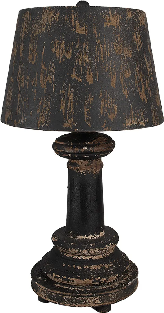 Clayre & Eef Lampe de Table Ø 35x64 cm en Bois Noir pour Salon Élégant