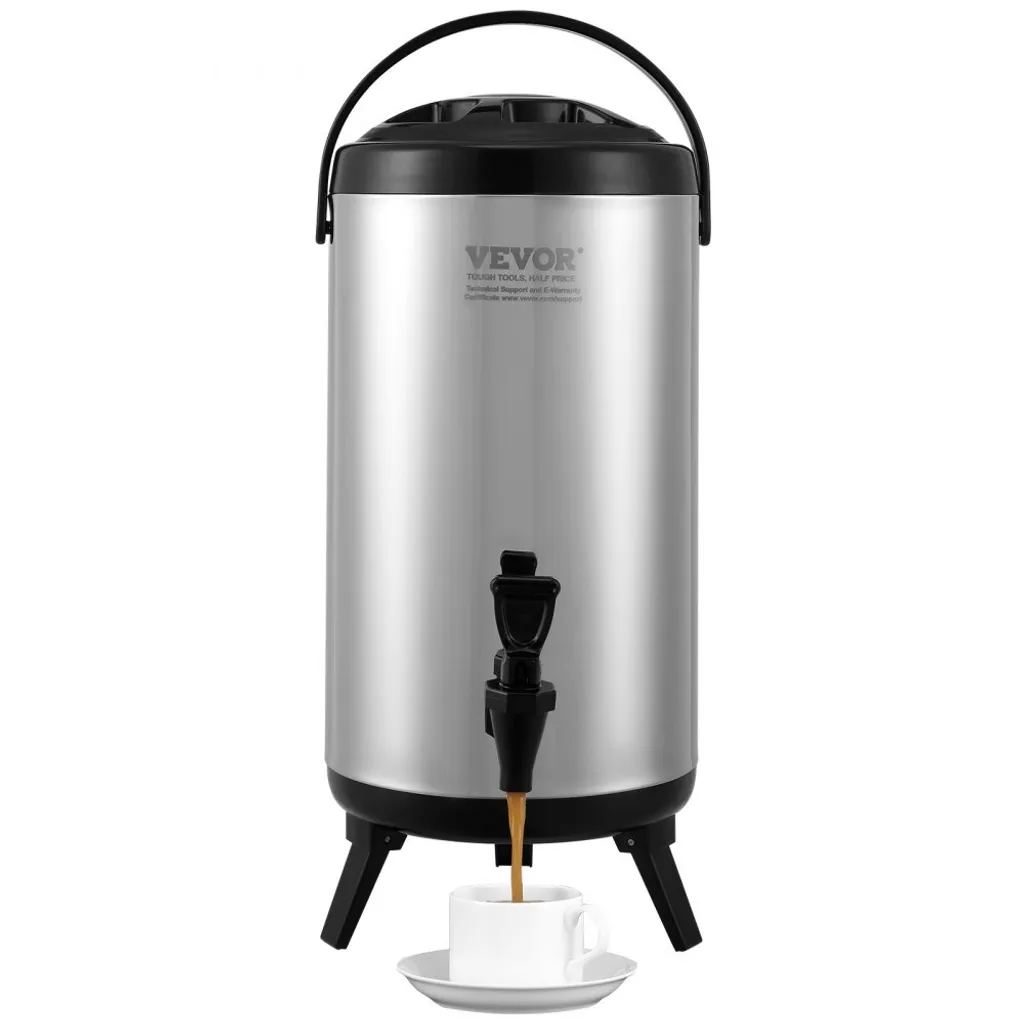 Distributeur de boissons 9,2 L en inox avec robinet et poignée