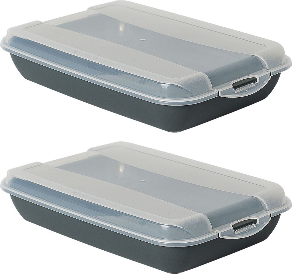 Novaliv 2er-Set Anthrazit Premium Aufschnittbox mit Transparentem Deckel, Frischhaltedosen für Wurst & Käse Maße 25x17x5 cm Kühlschrank Organiz...