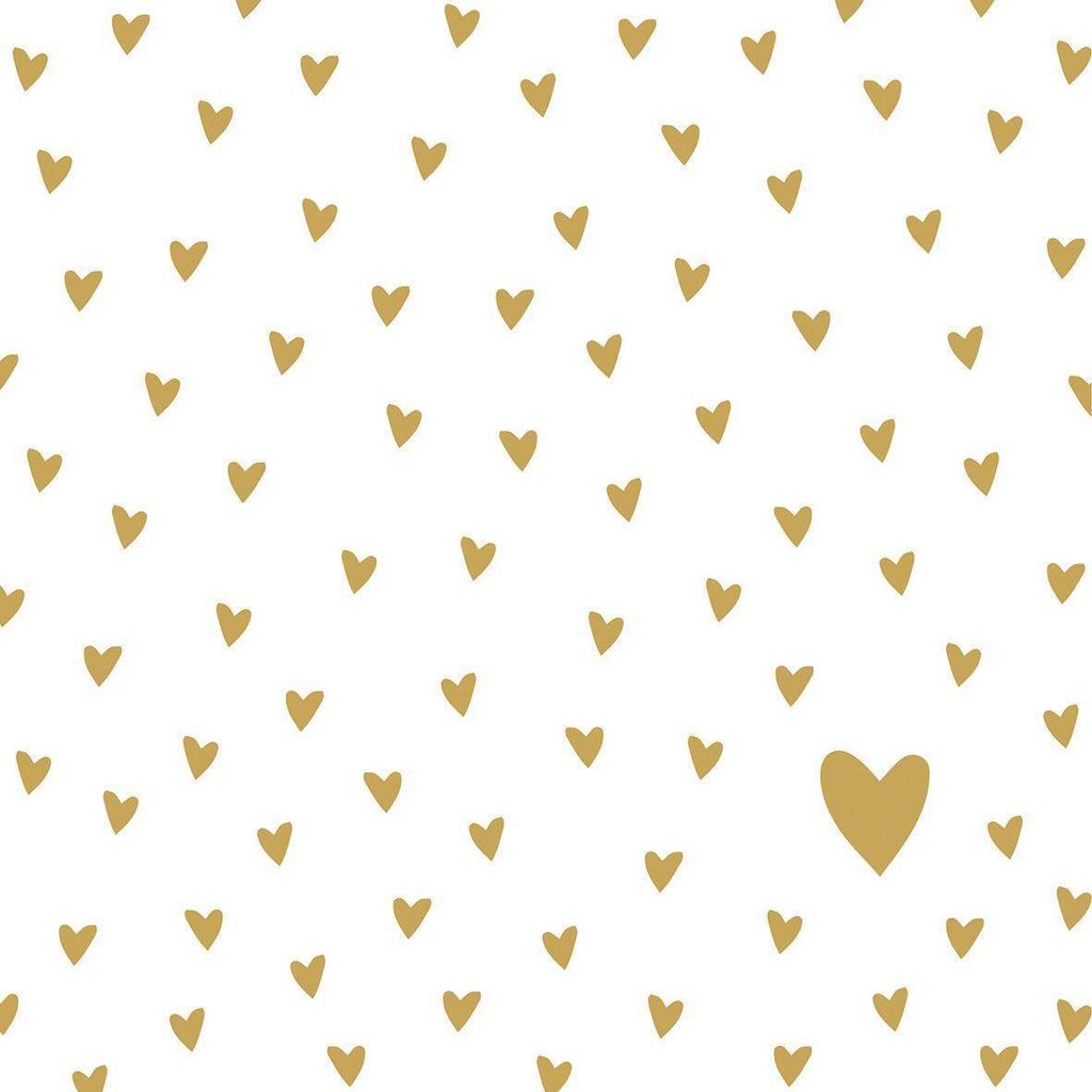 20 Servietten kleine goldene Herzen für Liebe und Hochzeit als Tischdeko 33cm