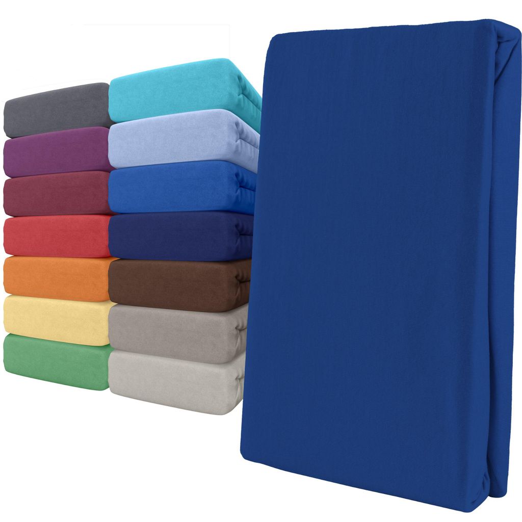 Spannbettlaken Jersey 90-100x200 Blau 100% Baumwolle Produktbild 
