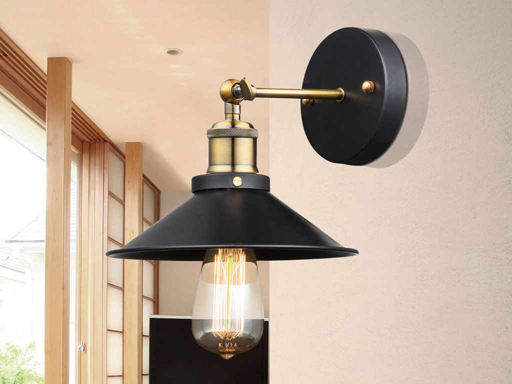 Schwenkbare LED Wandlampe Wandleuchte für Treppenhaus, Metall Lampenschirm Ø22cm
