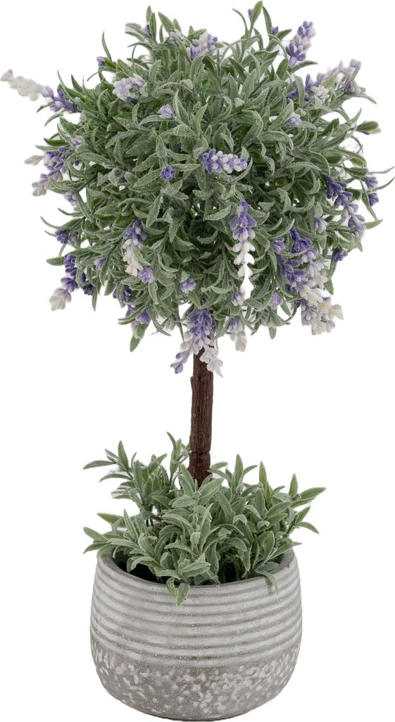 Dekoratives künstliches Lavendel-Stämmchen im hochwertigen Topf - Realistische Optik, pflegeleicht & langlebig - 37 cm hoch, 18 x18 cm