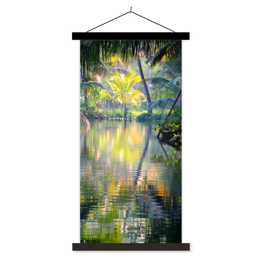 MuchoWow Textilposter Tropische Reflexion 90x180 cm mit schwarzem Rahmen - Dekoration Wohnzimmer