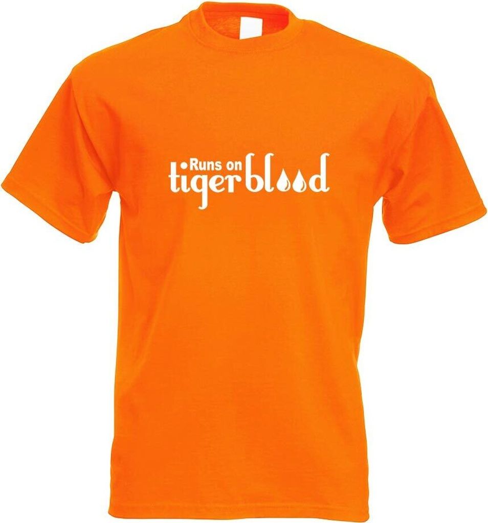 Kiwistar - T-Shirt - orange - Runs on Tigerblood Motiv Bedruckt Funshirt Design Print - mit Motiv Bedruckt - Funshirt Design - Sport - Freizeit - H...