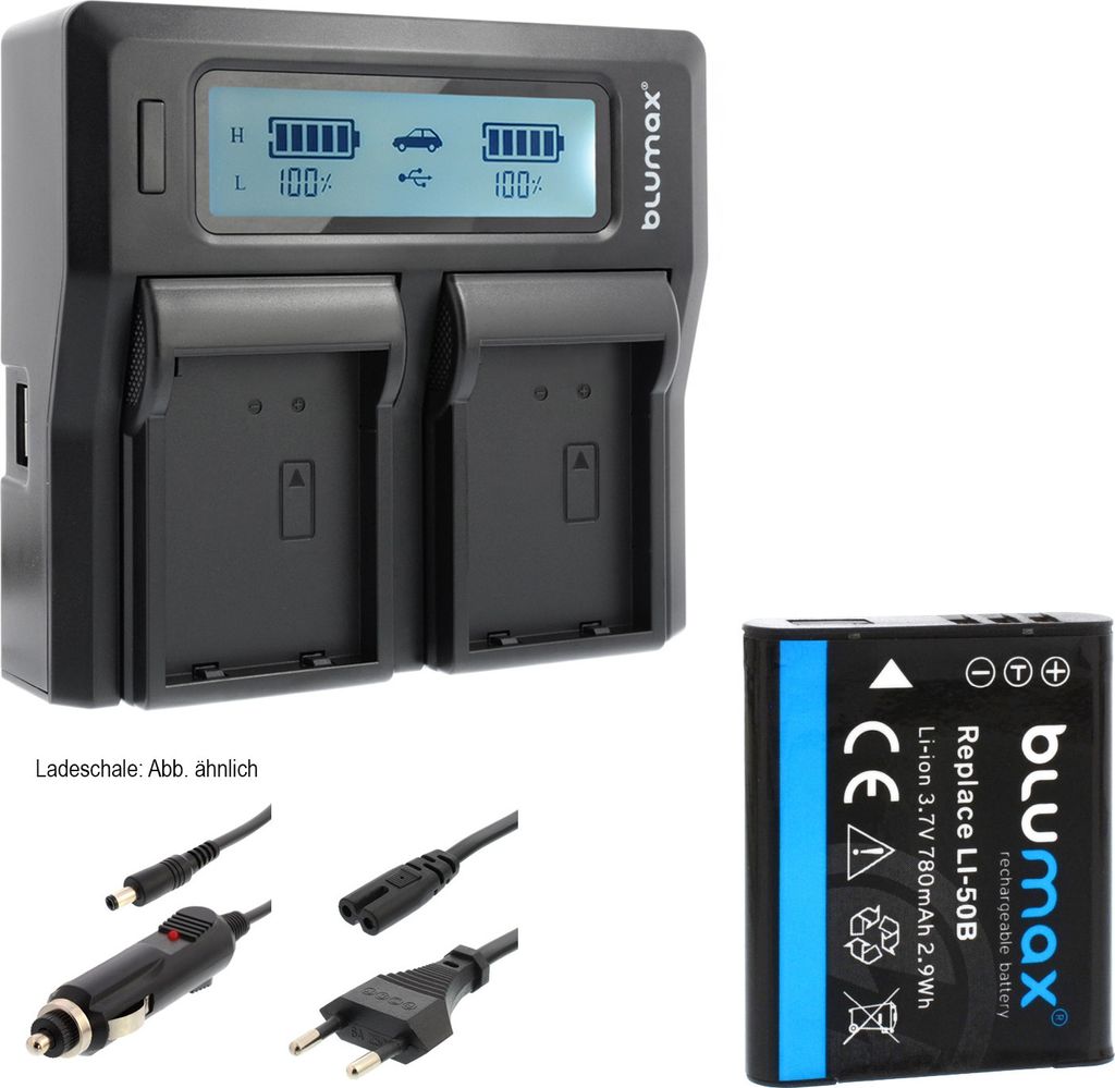1x Akku + Lader für Olympus Li-50B , SZ-14, SZ-15, SZ-16, SZ-31MR 780 mAh