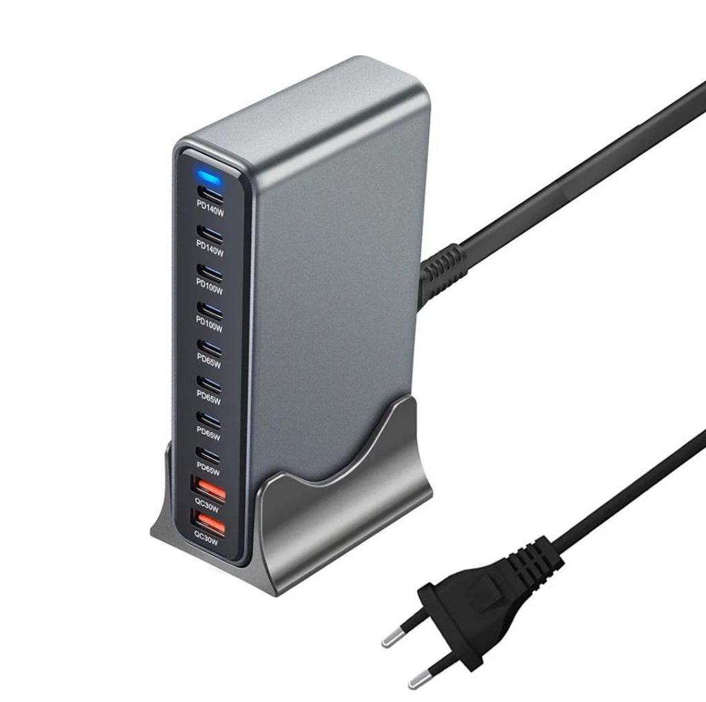 800 W GaN 10-Port-Schnellladestation Adapter USB C Dual 140 W PD3.1 Desktop-Ladegerät für mehrere Geräte Laptop-Wandladegerät