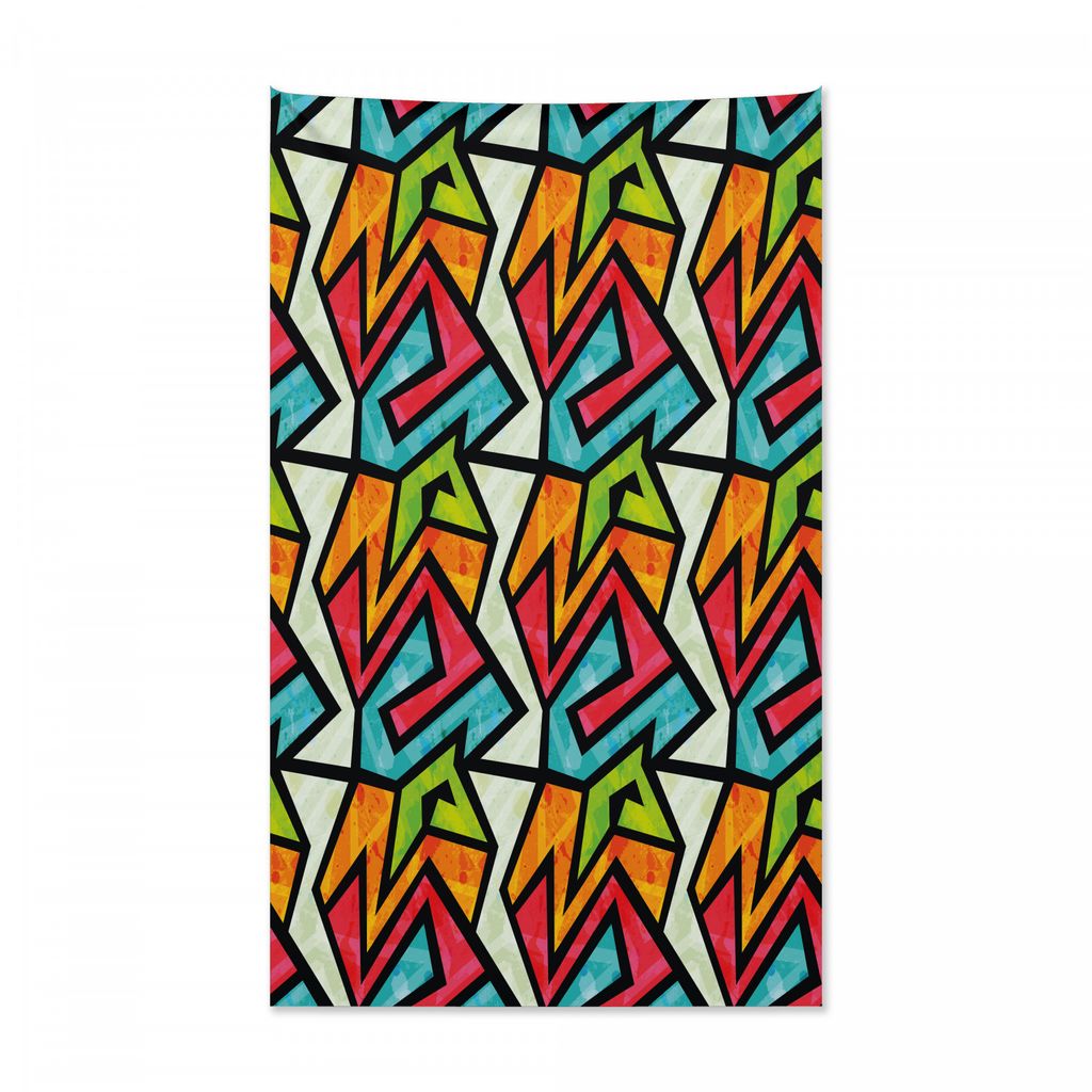 Abakuhaus Grunge Wandteppich und Tagesdecke, Bunter Graffiti-Entwurf aus Weiches Mikrofaser Stoff Kein Verblassen Klare Farben Waschbar, 140 x 230 ...