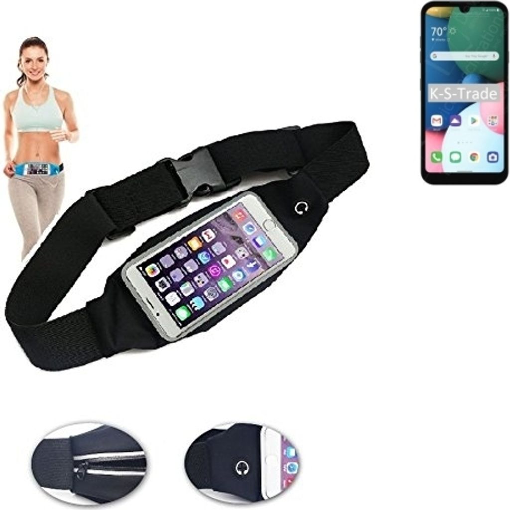 K-S-Trade Jogging-Armband kompatibel mit LG Electronics Fortune 3 Gürteltasche Umhängetasche Bauchtasche schwarz Sport Running Jogging Fitness