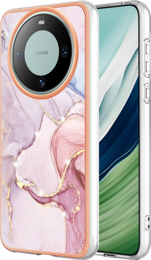 Cover Slim Huawei Mate 60 Marmo - Custodia Morbida TPU Rose Gold