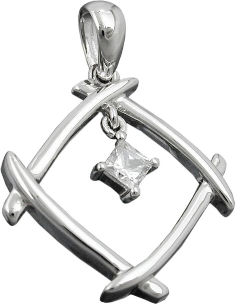 Anhänger Viereck durchbrochen Zirkonia weiß 925 Silber Sterlingsilber Damen