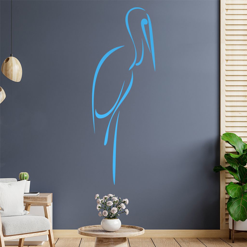Storch Linien Wandtattoo in 6 Größen - Wandaufkleber Wall Sticker - Dekoration, Küche, Wohnzimmer, Schlafzimmer, Badezimmer