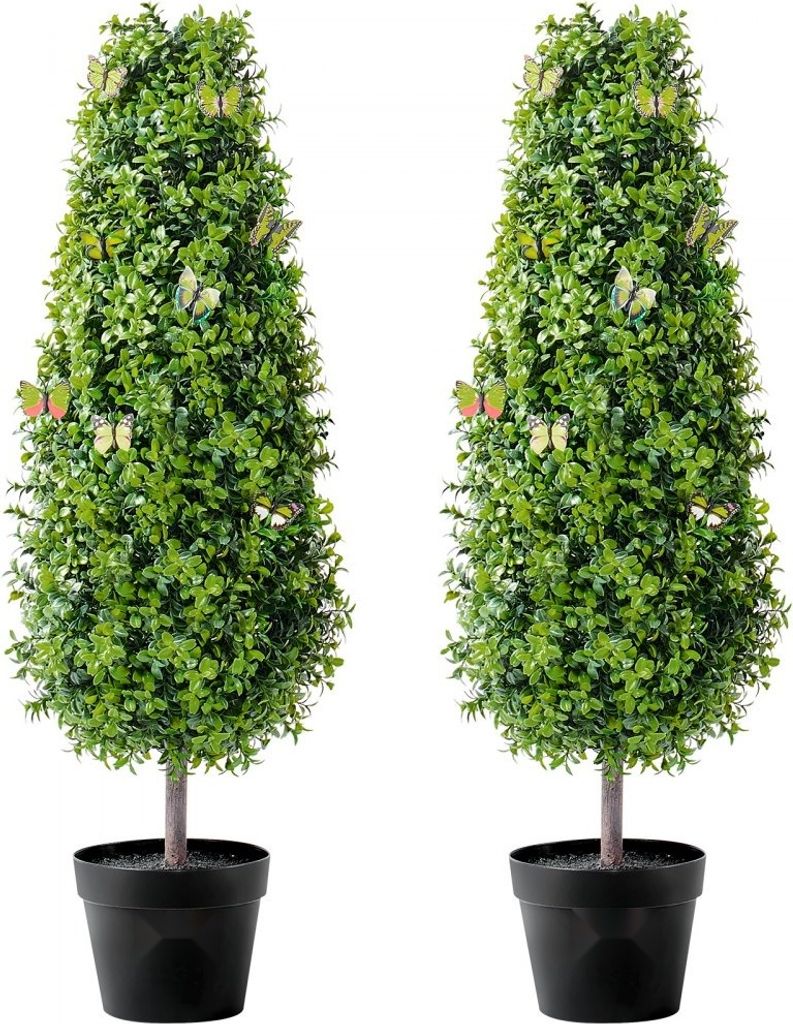 Künstlicher Buchsbaum Turm - 2er-Set Formschnitt - 91,4cm PE Deko Buchsbaum - langlebige Garten- und Wohnaccessoires