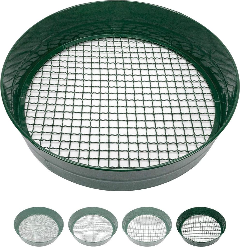 Tuinzeef in verschiedenen Maschengrößen, runde Sieb mit einem Durchmesser von 33 cm, Erdsieb für Samen, Erde, Kompost, Steine, Unkraut, Kies, st...