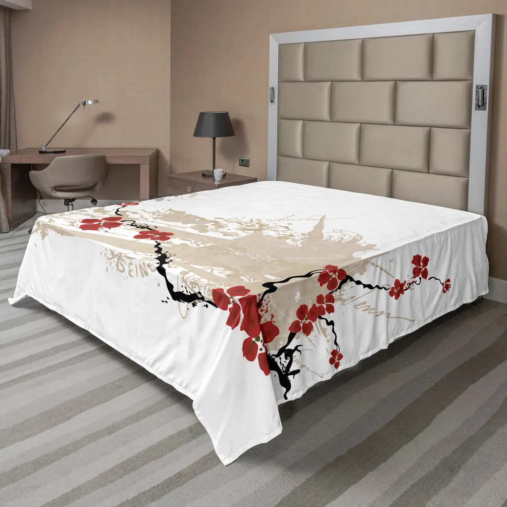 Drap de Lit Doux Pastel Cerisier - Textile Haute Qualité 266x260 cm Beige