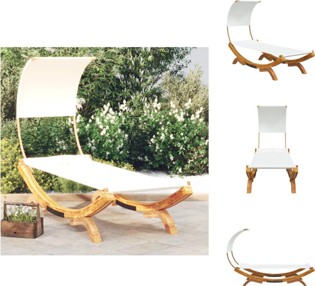 Lit Lounge de Jardin Design en Bois Massif Courbé avec Toit de Soleil