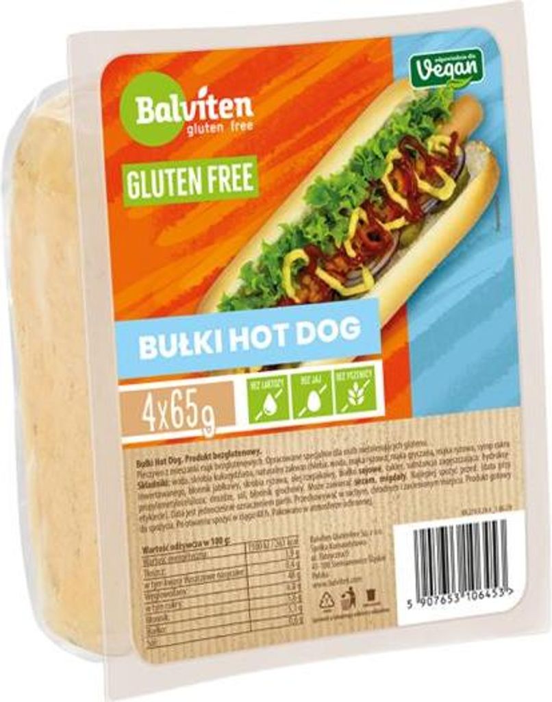 BUŁKI DO HOT DOGÓW BEZGLUTENOWE (4 szt.) 260 g - BALVITEN