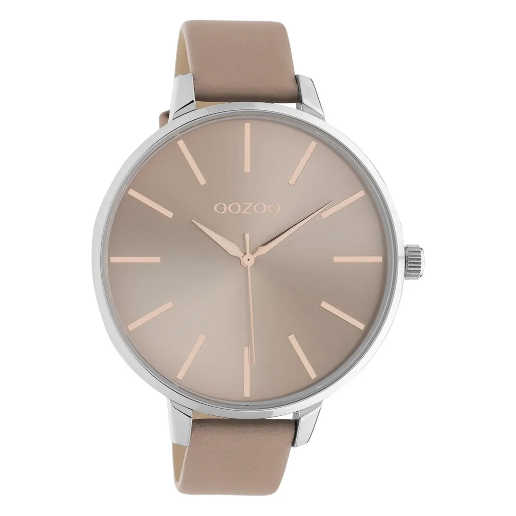 Montre Oozoo C10711 Quartz avec bracelet cuir gris et boîtier rose 48mm