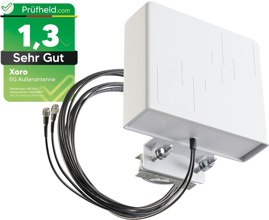 Xoro 2348 5G LTE Antenne Außenantenne Multiband Duo Antenne MiMo 2x 9 dBi max. Verstärkung Wetterfest Outdoor 5G/4G/3G für LTE Router mit SMA An...
