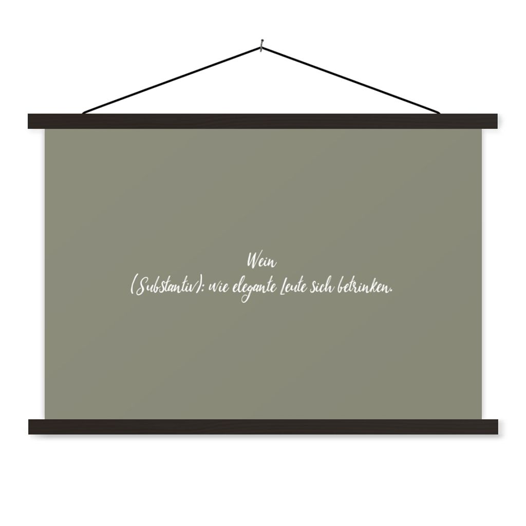 MuchoWow Textilposter Zitate - Weindefinition - Wörterbuch - Sprichwörter - Wein wie elegante Leute zich betrinken 150x100 cm mit schwarzem Rah...