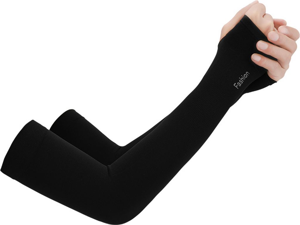 1 Paar Arm Ärmel UV -Schutz Hochelastizität Nylon Schweiß absorbierende Kühlradarmärmel für Bewegung-Schwarz B