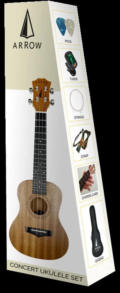 Apprendre l'Ukulélé Facilement avec le Pack Arrow MH10 Sapele SET Robuste