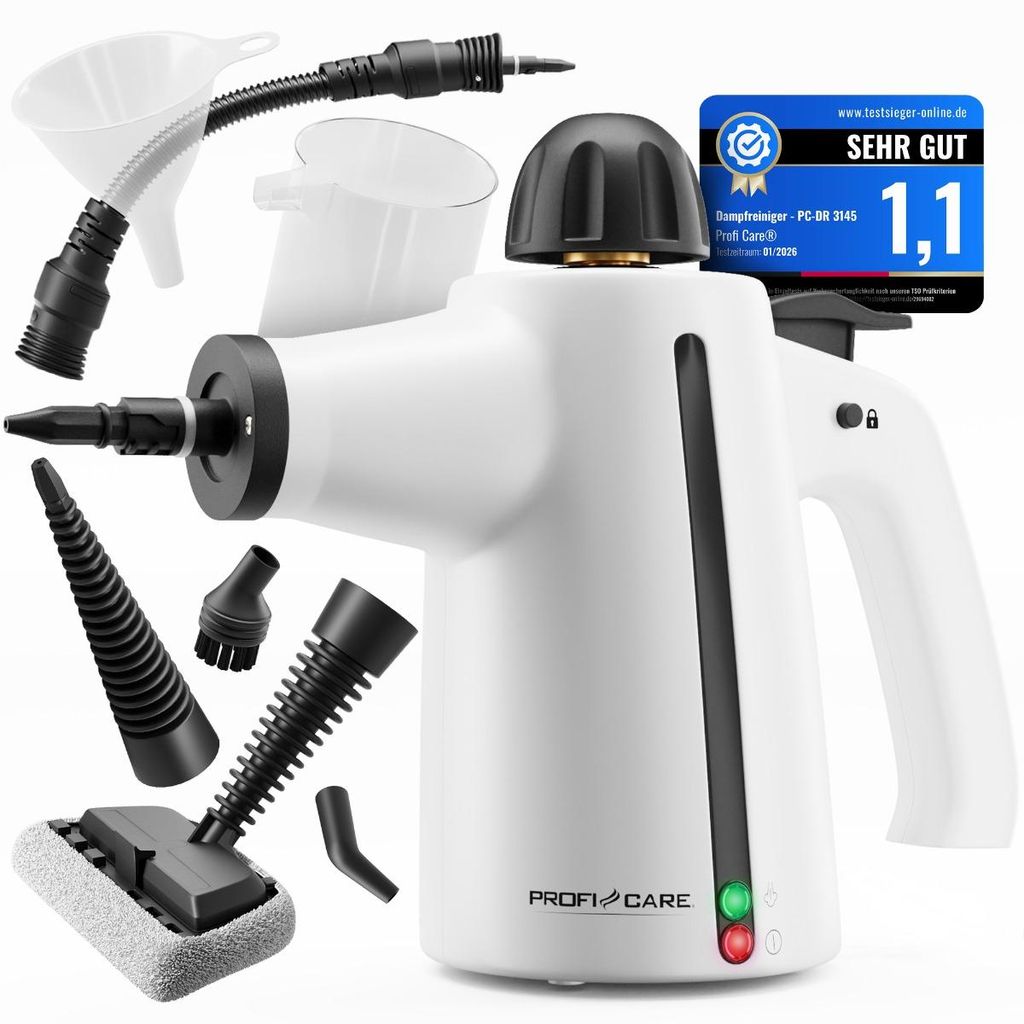 ProfiCare Dampfreiniger | säubert, entfettet, desinfiziert | 105°C | für Auto, Küche, Bad, Polster | 5 m Kabel | Steam Cleaner 3,7 bar | PC D...