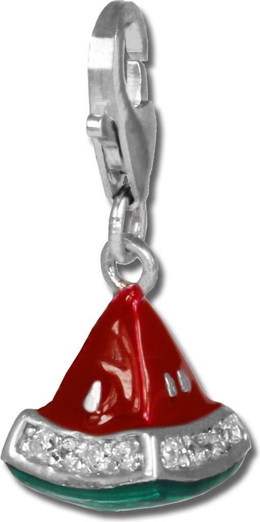 SilberDream Charm Anhänger Melone rot grün 925er Silber Emaille FC3141