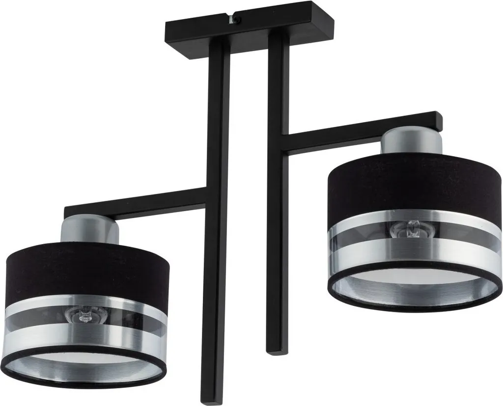 Luminaire de plafond 2xE27 15W bicolore noir argent Sigma Pro moderne