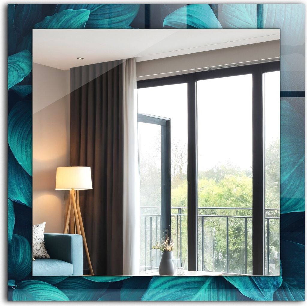 Dekorativer Wandspiegel - Bedruckter Spiegel - Motiv - 60x60 cm - Grüne Blätter