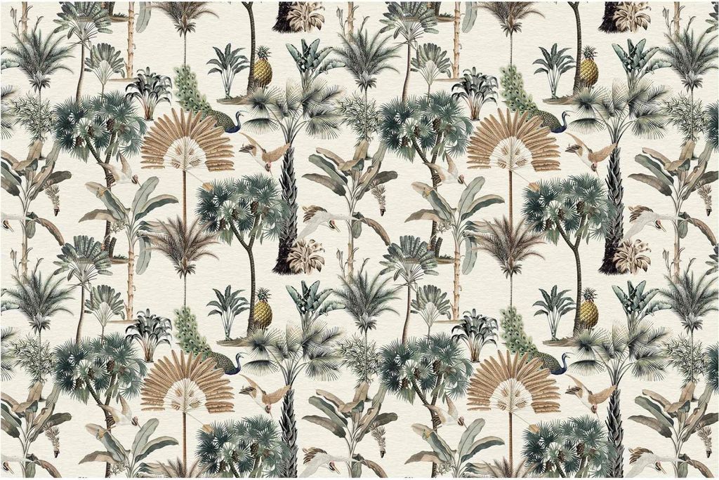Fototapete Natur - Vliestapete - Bildtapete UV-beständig Palme grün Vintage Wandtapete geruchsfrei