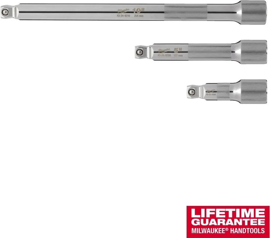 Jeu de 3 rallonges oscillantes Milwaukee 1/2 pouce pour cliquet manuel