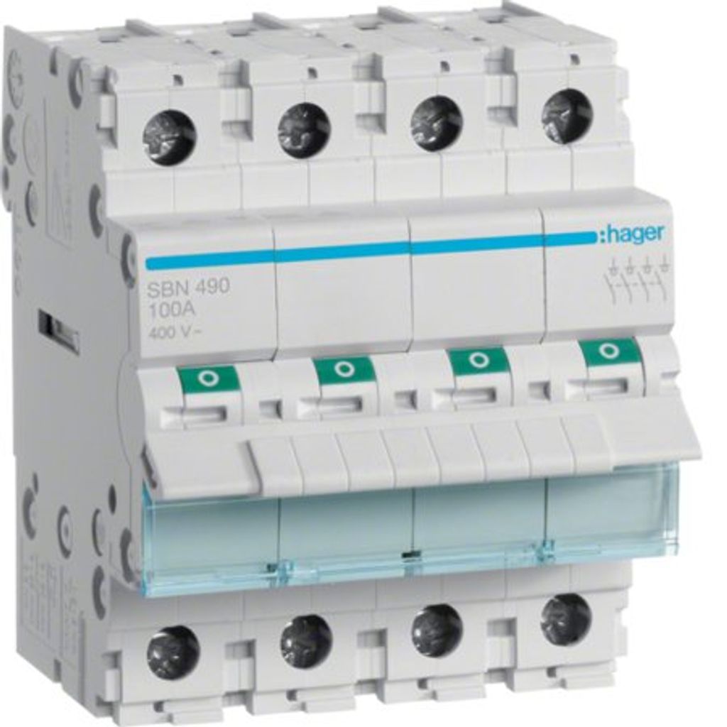 HAGER SBN490 Interruttore automatico 4 poli 100A Immagine del prodotto 